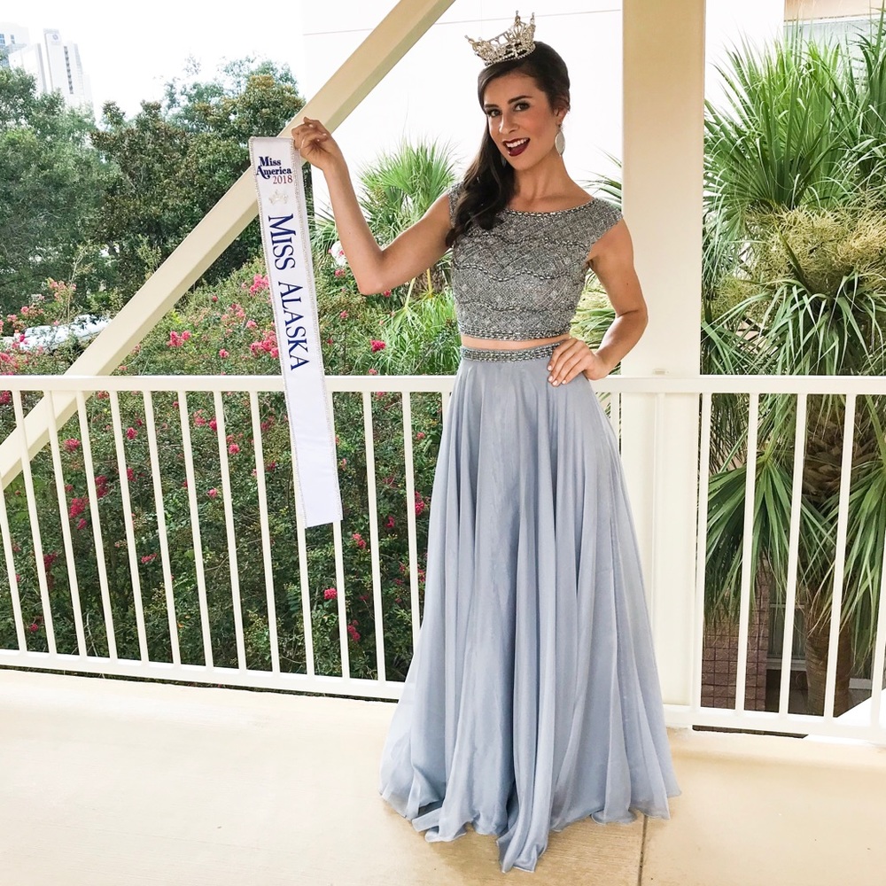 Sherri Hill Gray/Blue two piece dress - Picture 5 of 5